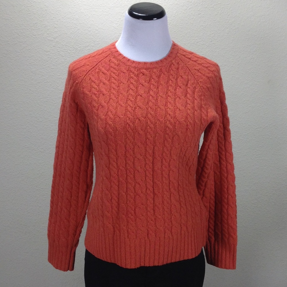 Gap Orange Crew Neck Cable Knit Sweater